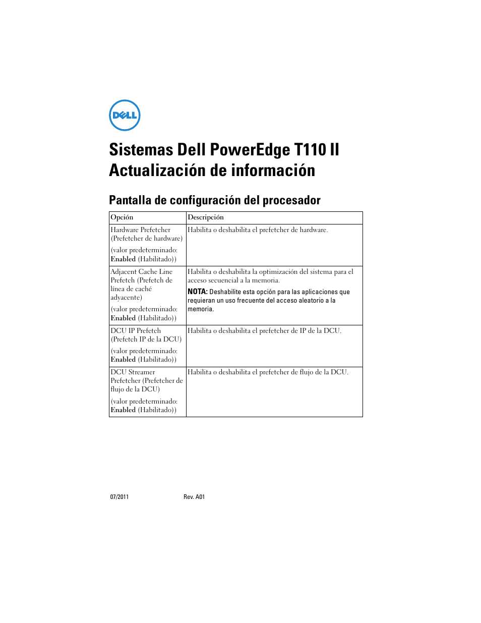 Pantalla de configuración del procesador | Dell PowerEdge T110 II User Manual | Page 13 / 14