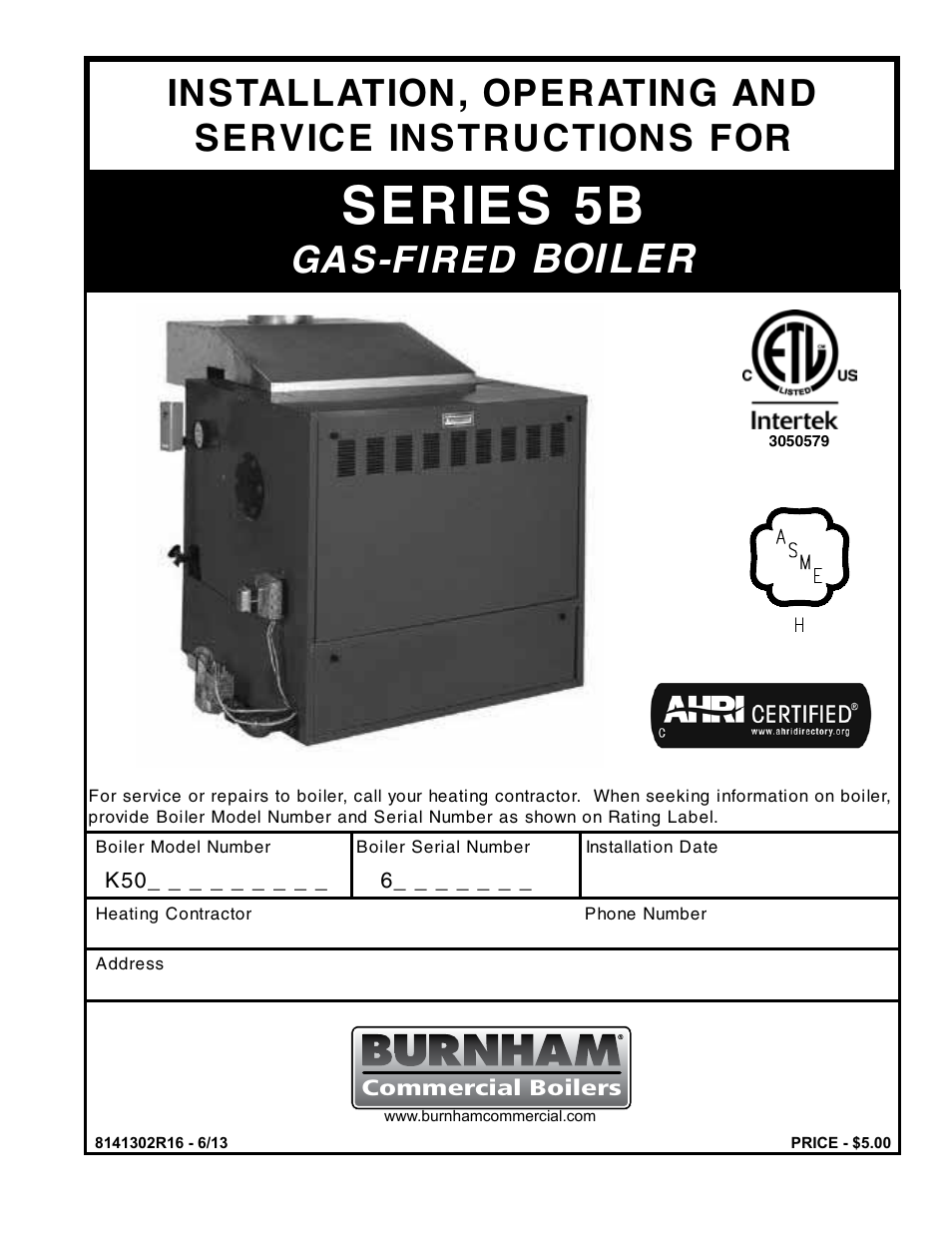 Burnham Series 5B User Manual | 112 pages