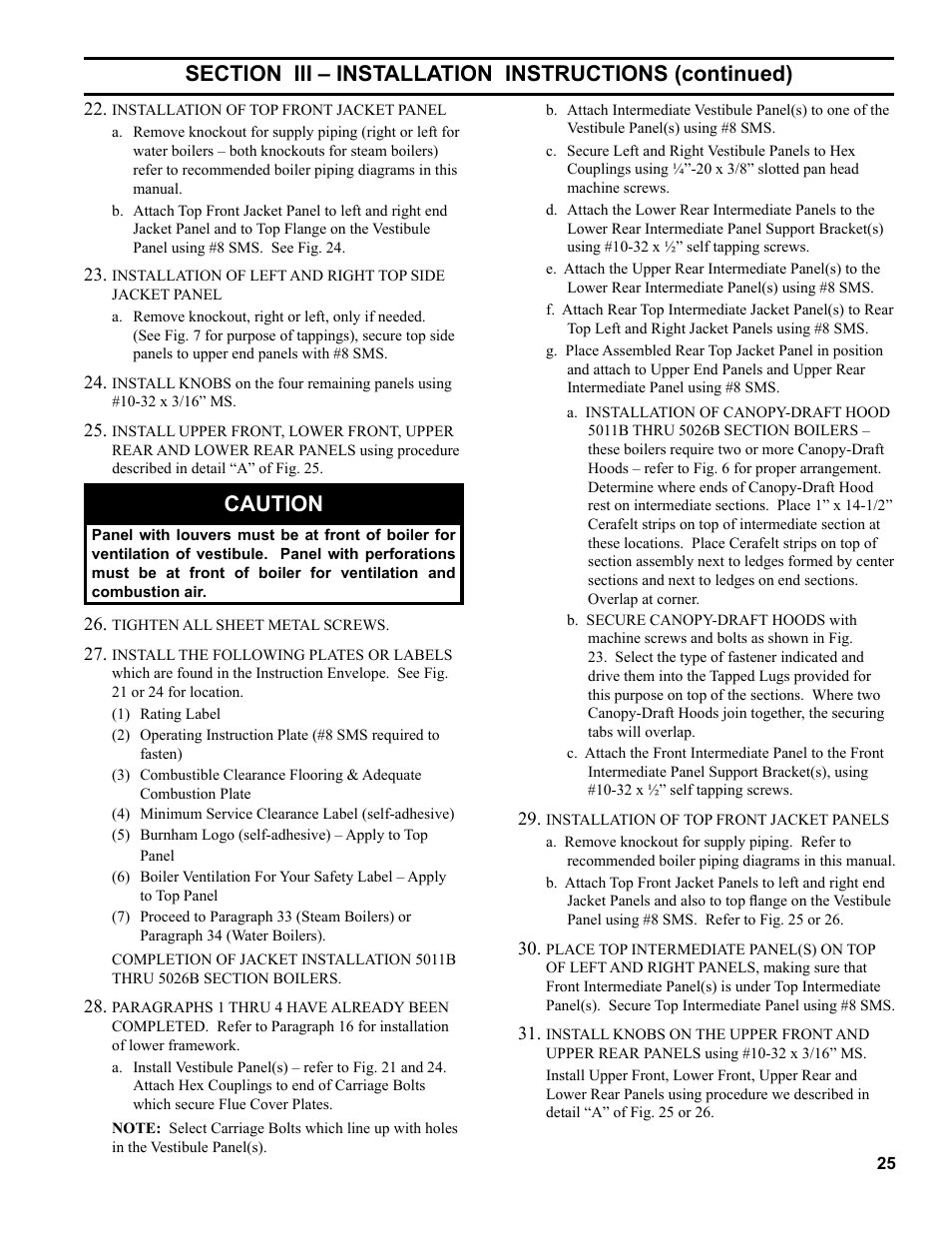 Caution | Burnham Series 5B User Manual | Page 25 / 112
