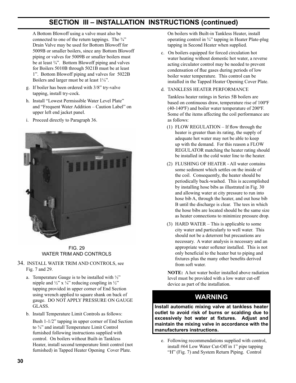 Warning | Burnham Series 5B User Manual | Page 30 / 112
