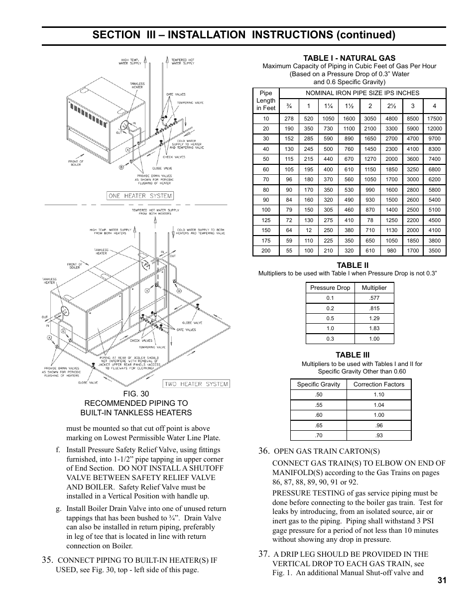 Table ii, Table iii | Burnham Series 5B User Manual | Page 31 / 112