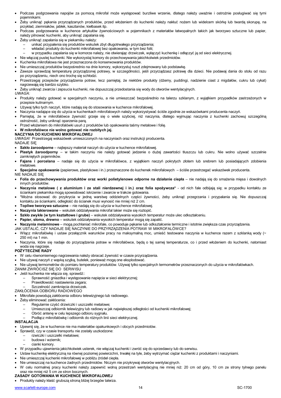 Scarlett SC-1700 User Manual | Page 14 / 43