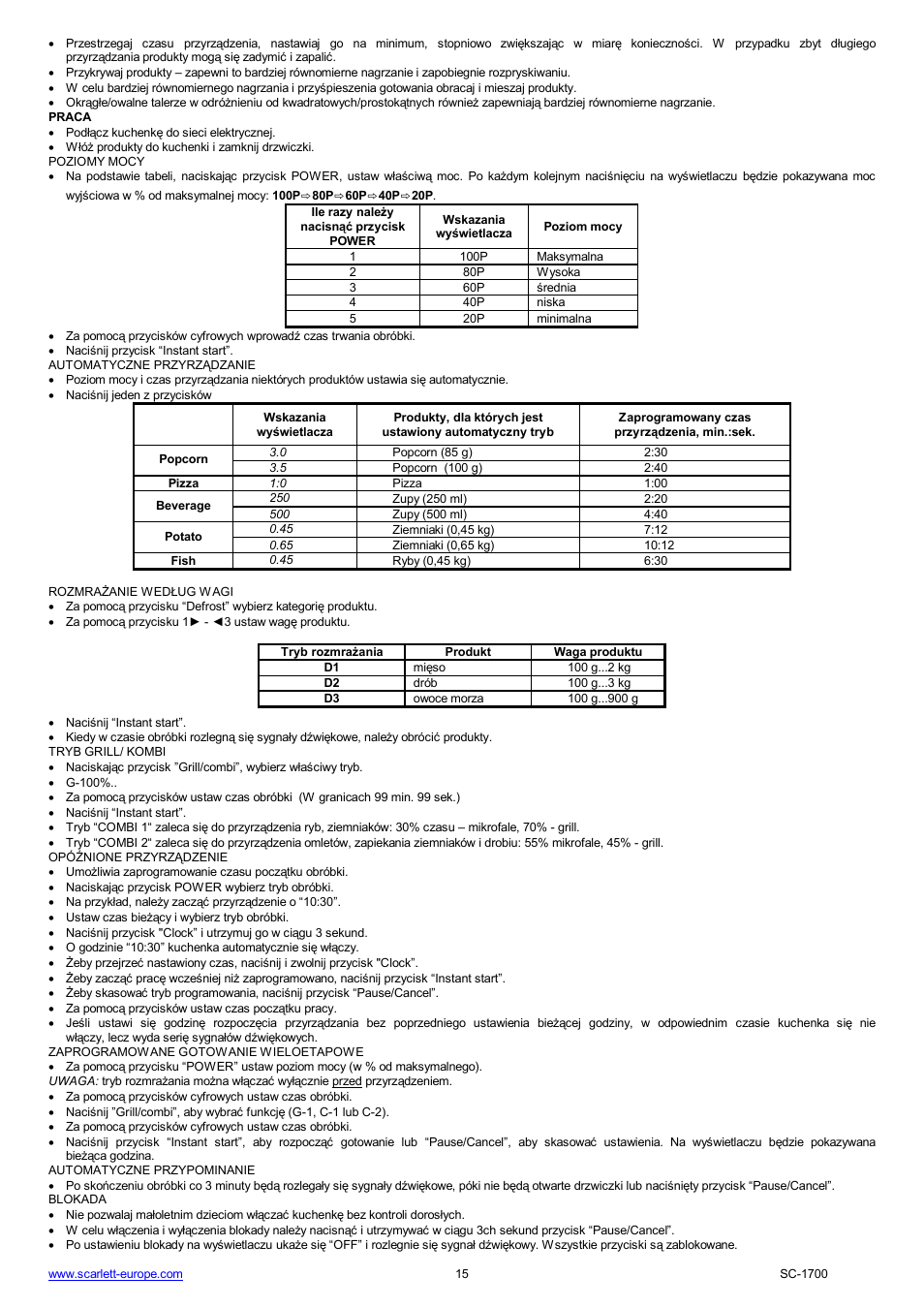 Scarlett SC-1700 User Manual | Page 15 / 43