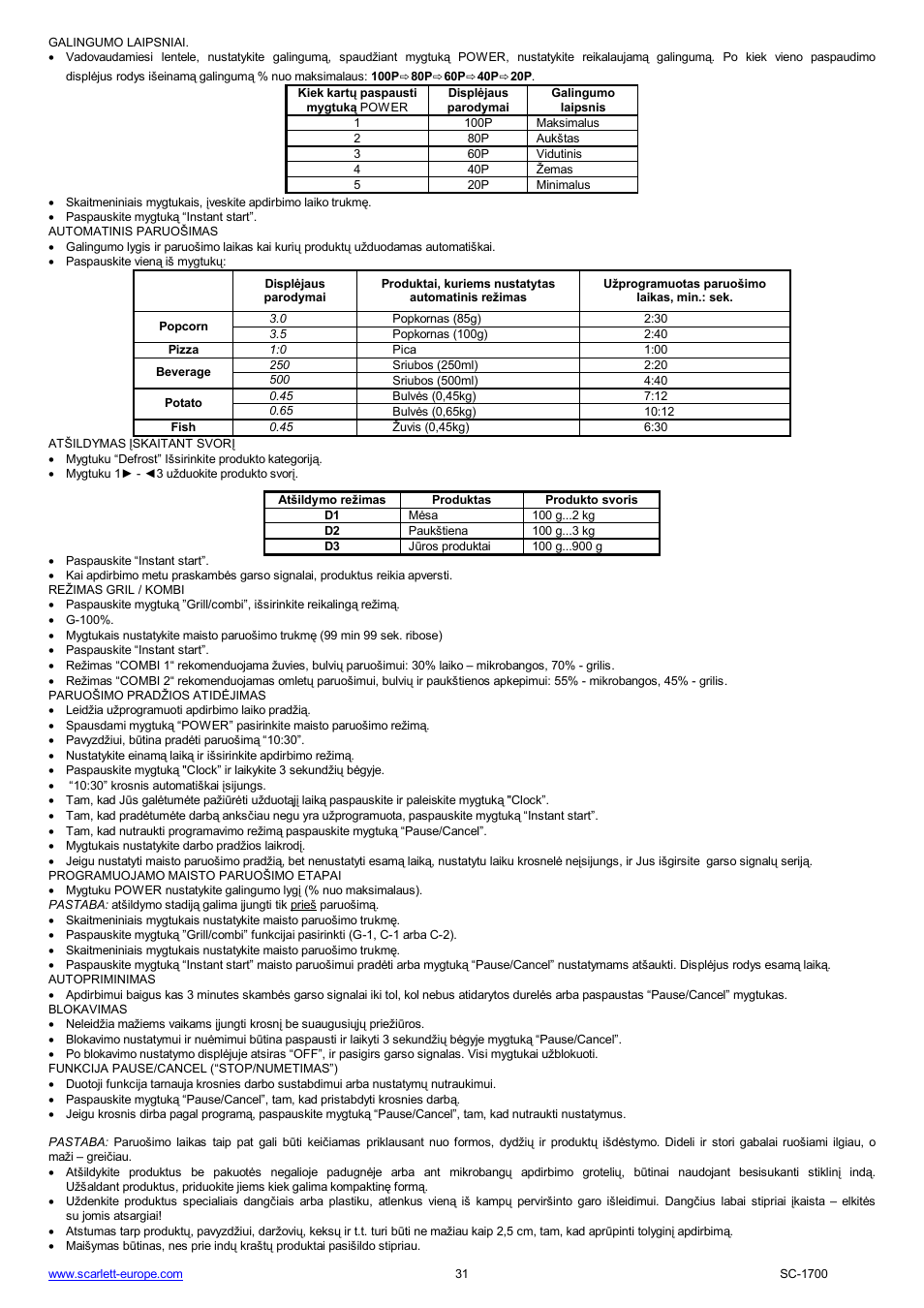 Scarlett SC-1700 User Manual | Page 31 / 43