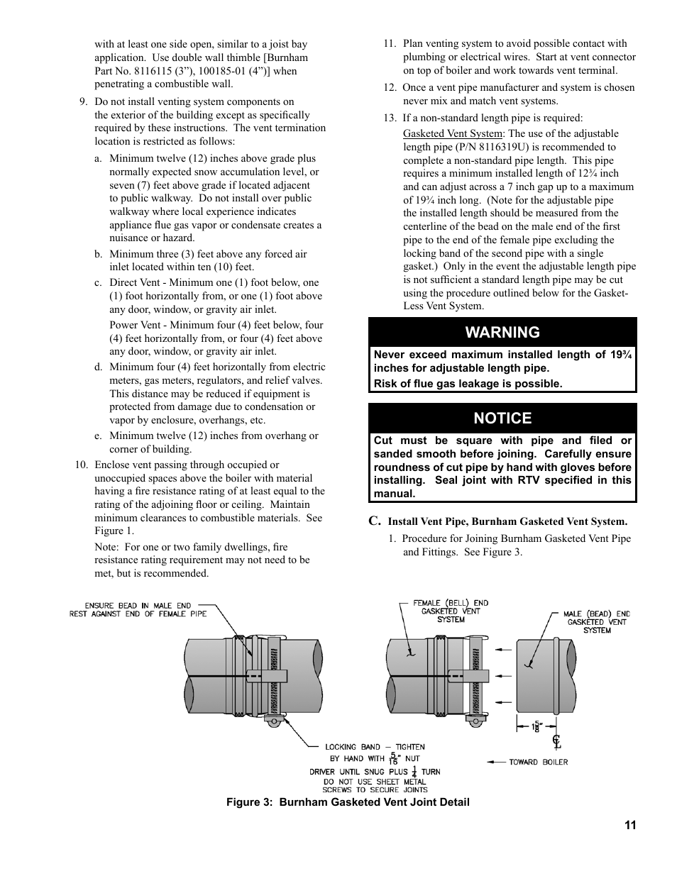 Warning, Notice | Burnham SCG 1100-H4 User Manual | Page 11 / 96