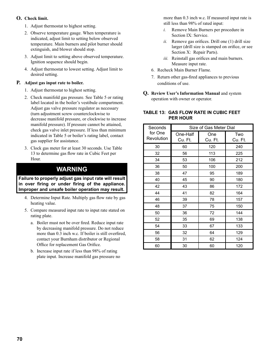 Warning | Burnham SCG 1100-H4 User Manual | Page 70 / 96