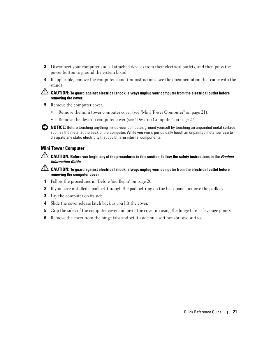 Mini tower computer | Dell OptiPlex 320 User Manual | Page 21 / 132