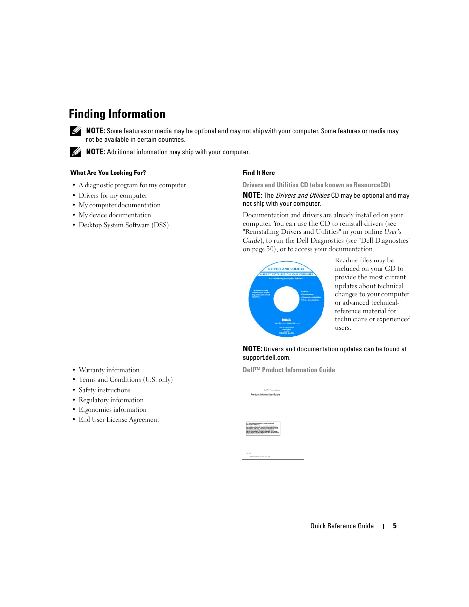 Finding information | Dell OptiPlex 320 User Manual | Page 5 / 132