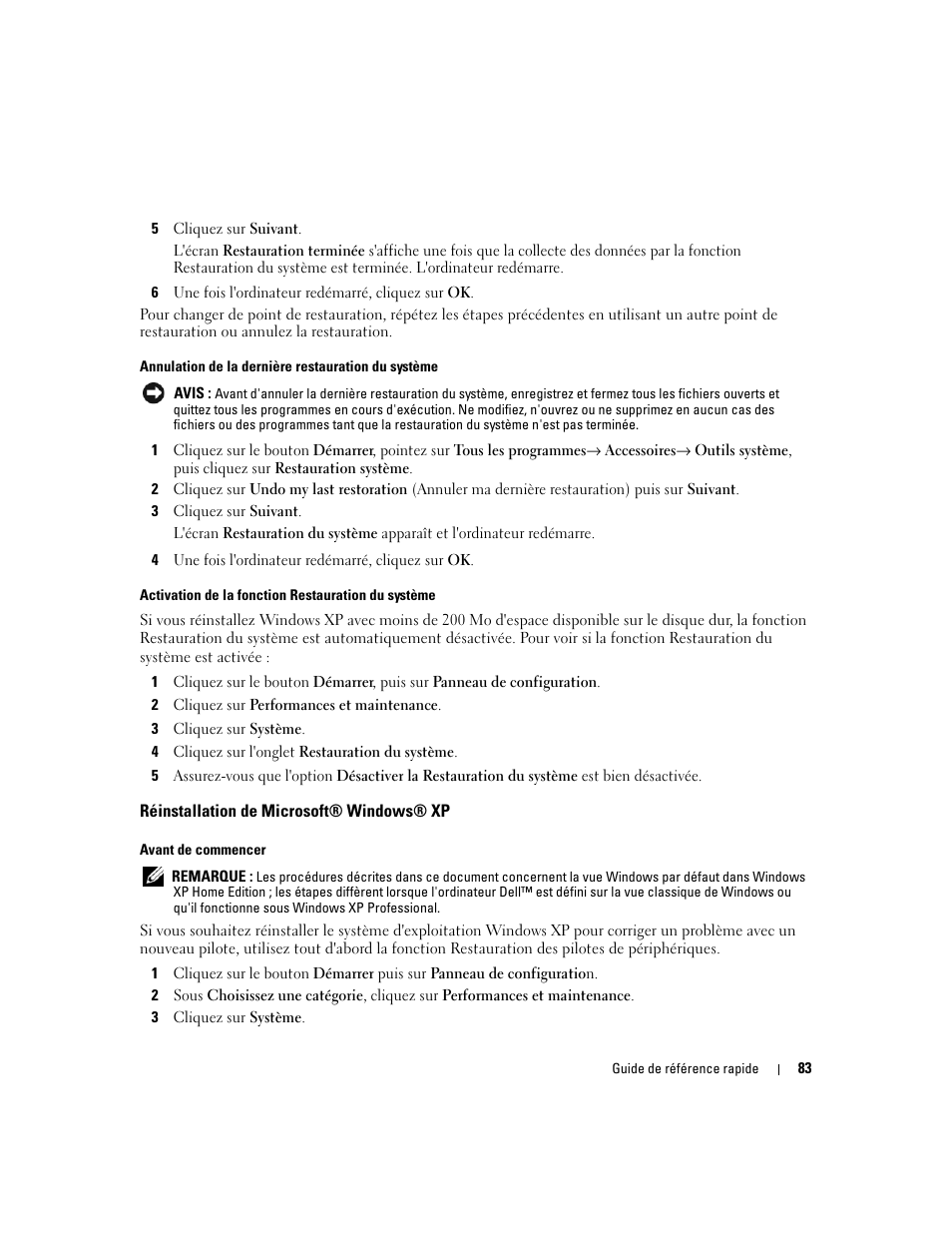 Réinstallation de microsoft® windows® xp | Dell OptiPlex 320 User Manual | Page 83 / 132