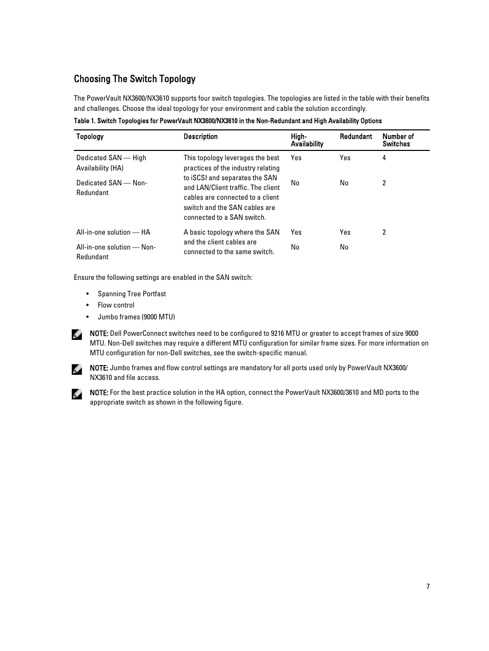 Choosing the switch topology | Dell PowerVault NX3600 User Manual | Page 7 / 31