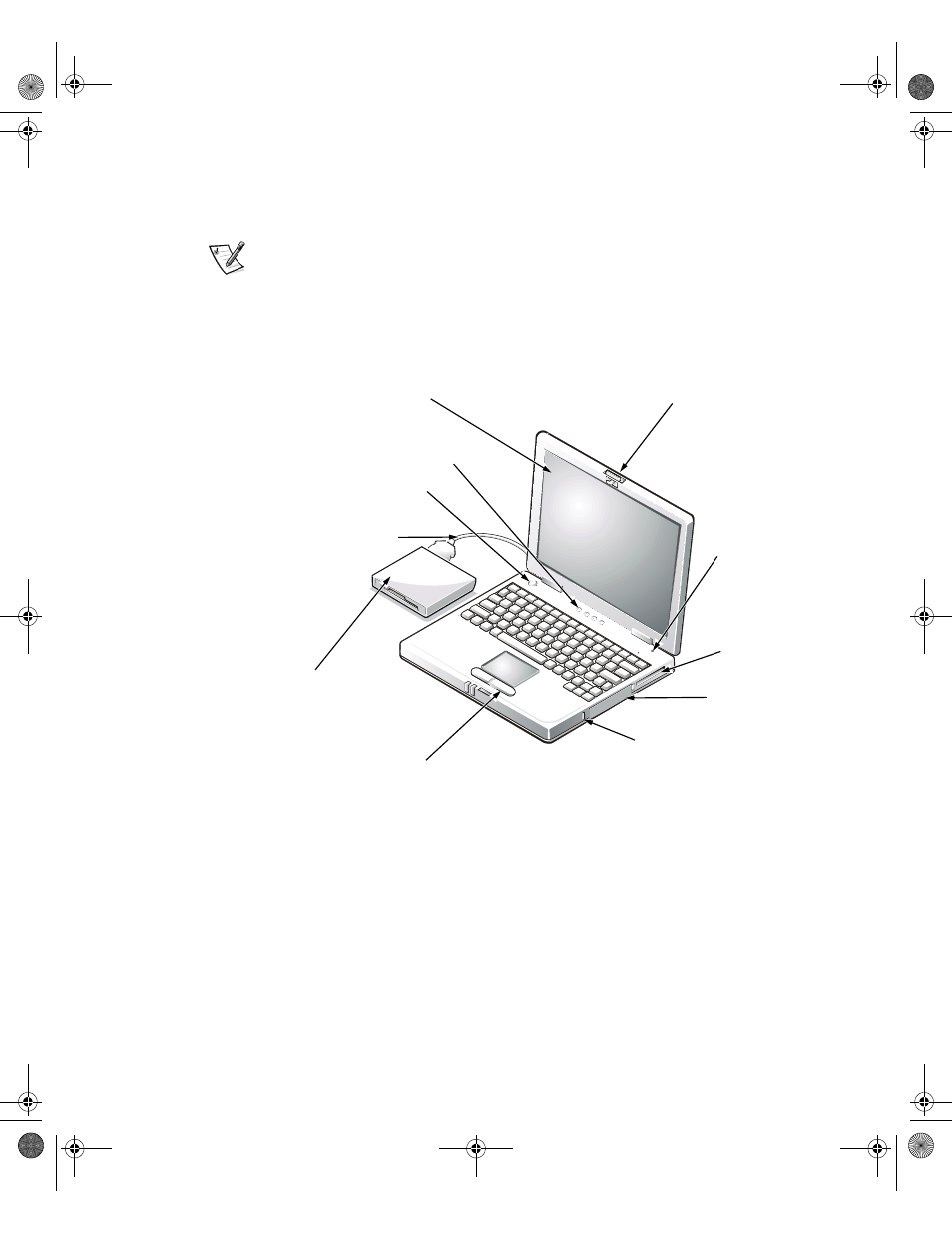 Mise sous tension de l'ordinateur, Composants de l'ordinateur | Dell Latitude L400 User Manual | Page 50 / 98