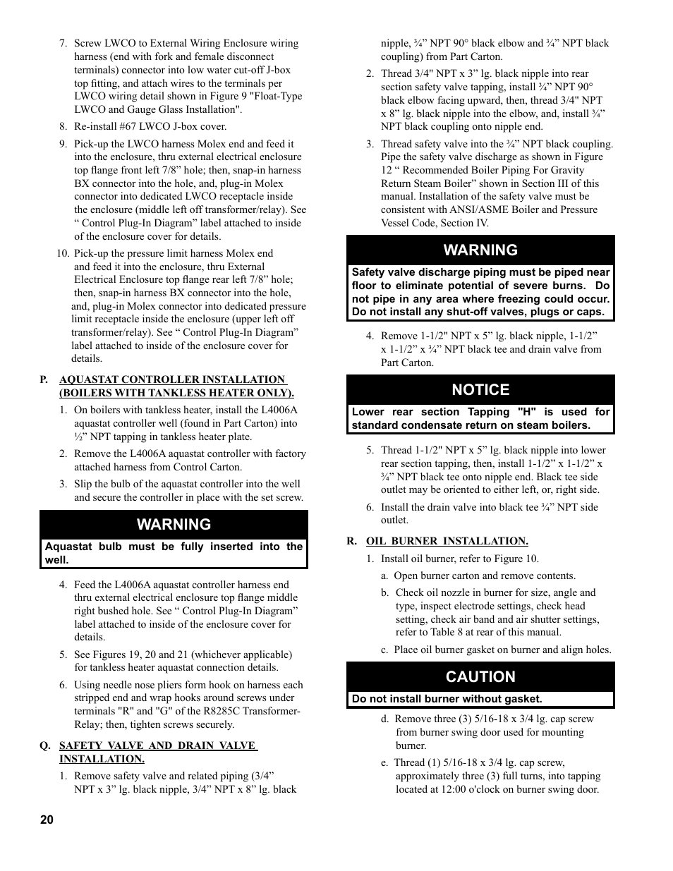 Warning, Notice, Caution | Burnham MEGASTEAM MST288 User Manual | Page 20 / 68