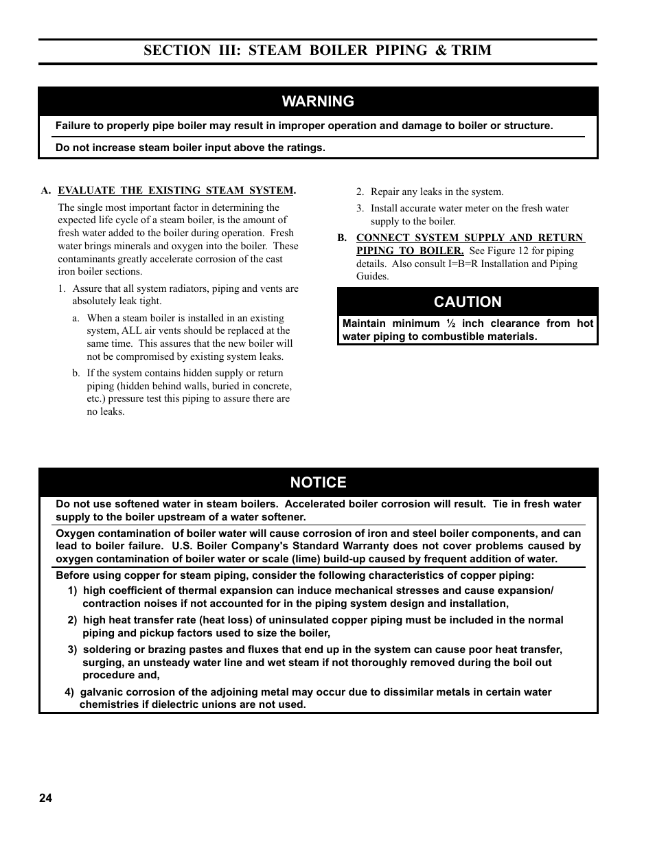 Caution, Warning, Notice | Burnham MEGASTEAM MST288 User Manual | Page 24 / 68