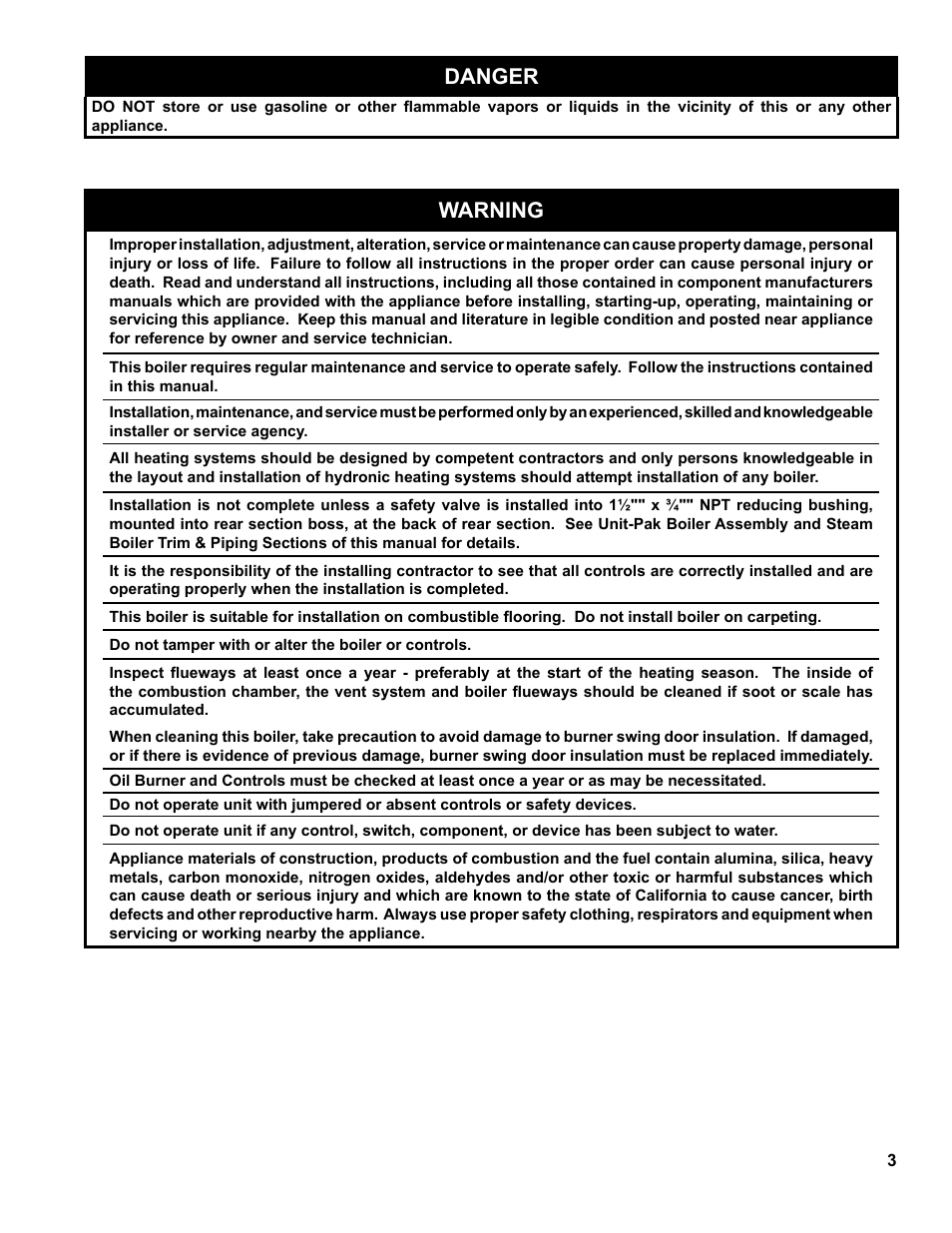 Danger, Warning | Burnham MEGASTEAM MST288 User Manual | Page 3 / 68