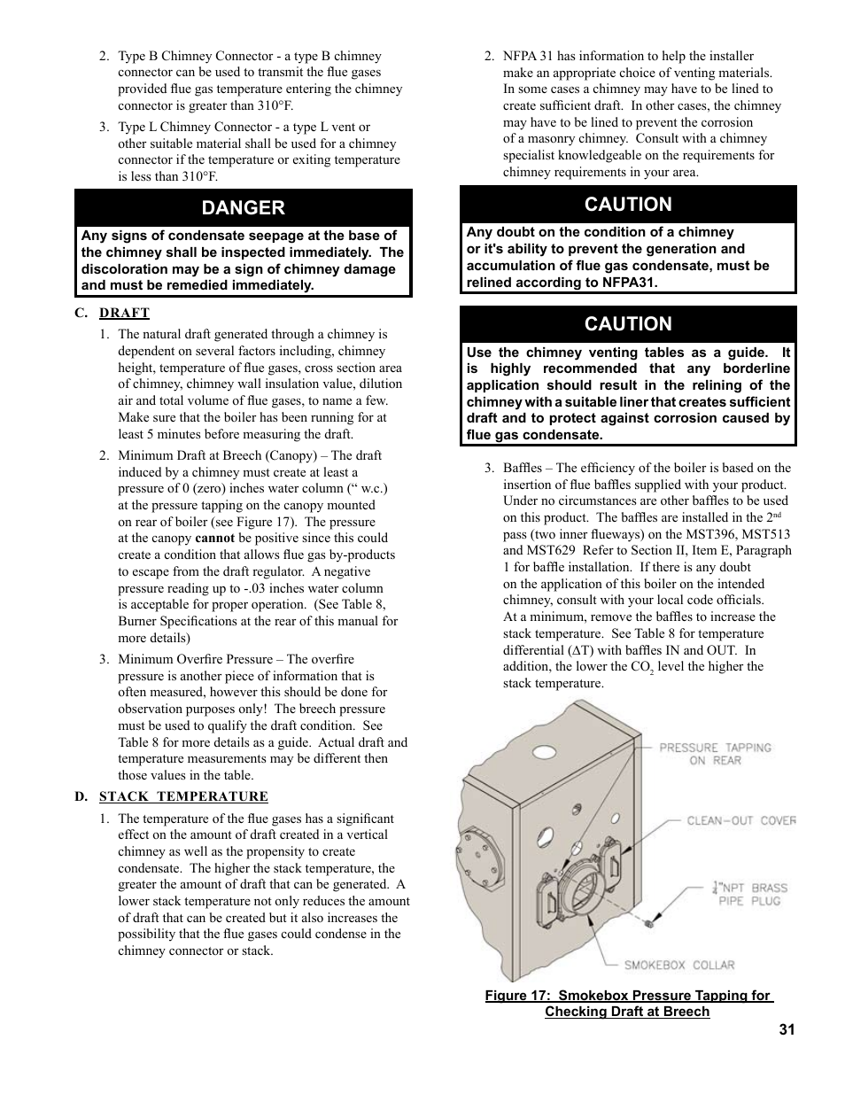 Danger, Caution | Burnham MEGASTEAM MST288 User Manual | Page 31 / 68