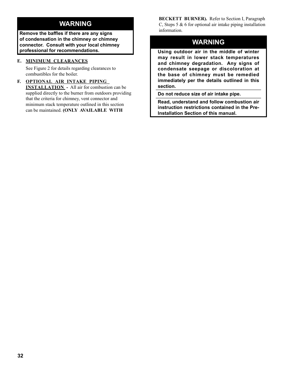 Warning | Burnham MEGASTEAM MST288 User Manual | Page 32 / 68