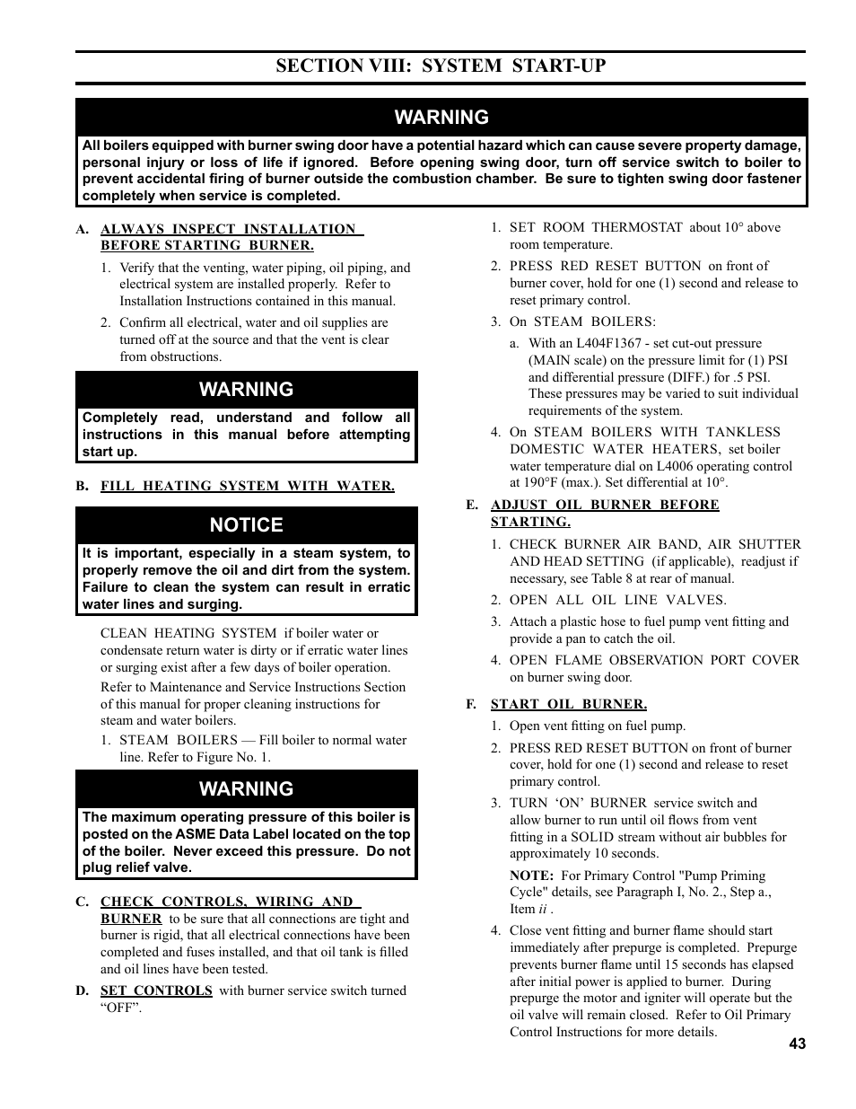 Warning, Notice | Burnham MEGASTEAM MST288 User Manual | Page 43 / 68