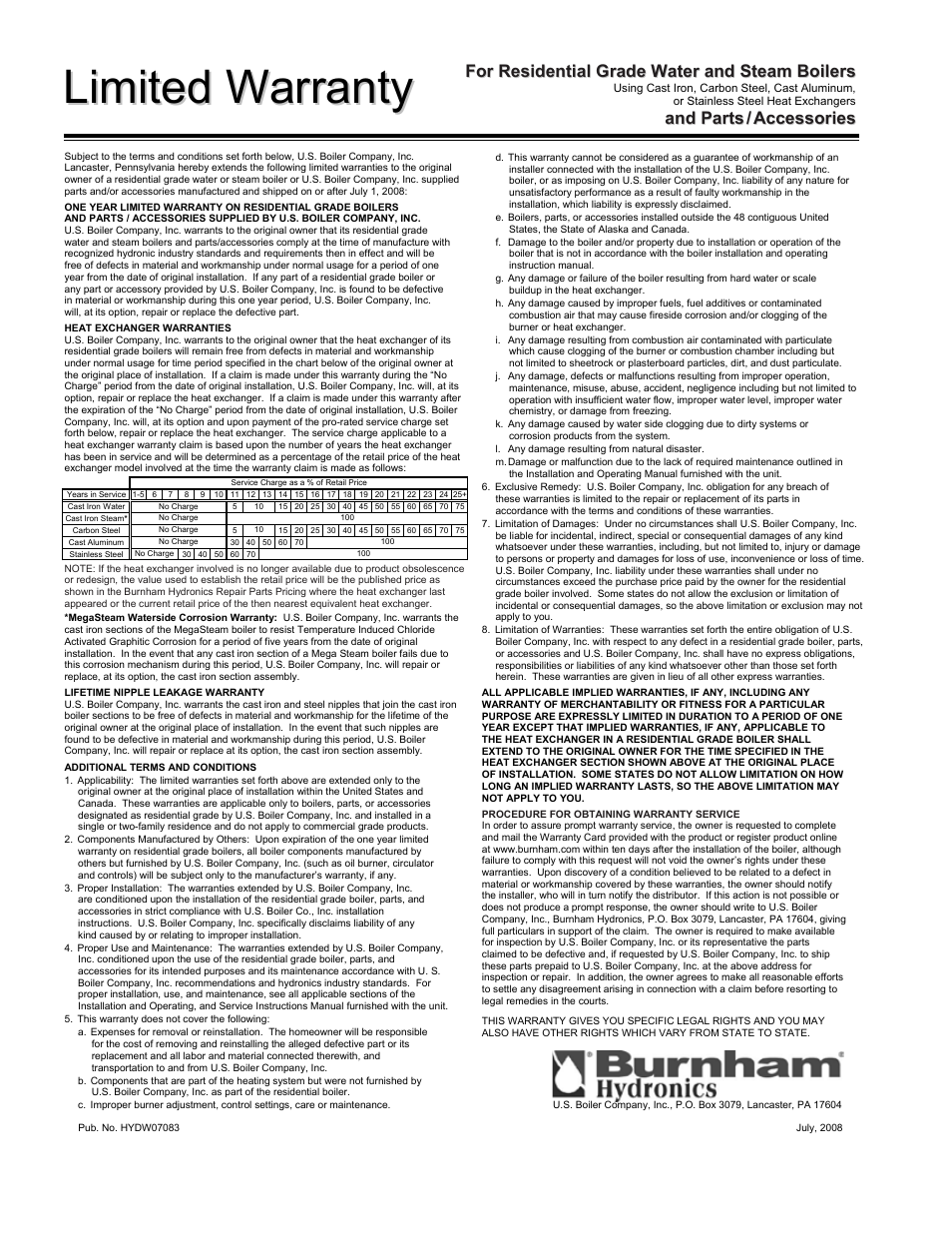 Burnham MEGASTEAM MST288 User Manual | Page 68 / 68