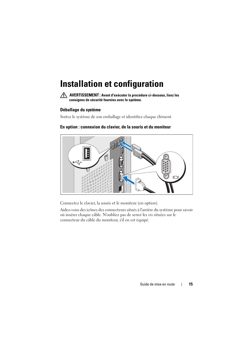 Installation et configuration, Déballage du système | Dell PowerEdge T110 II User Manual | Page 17 / 50