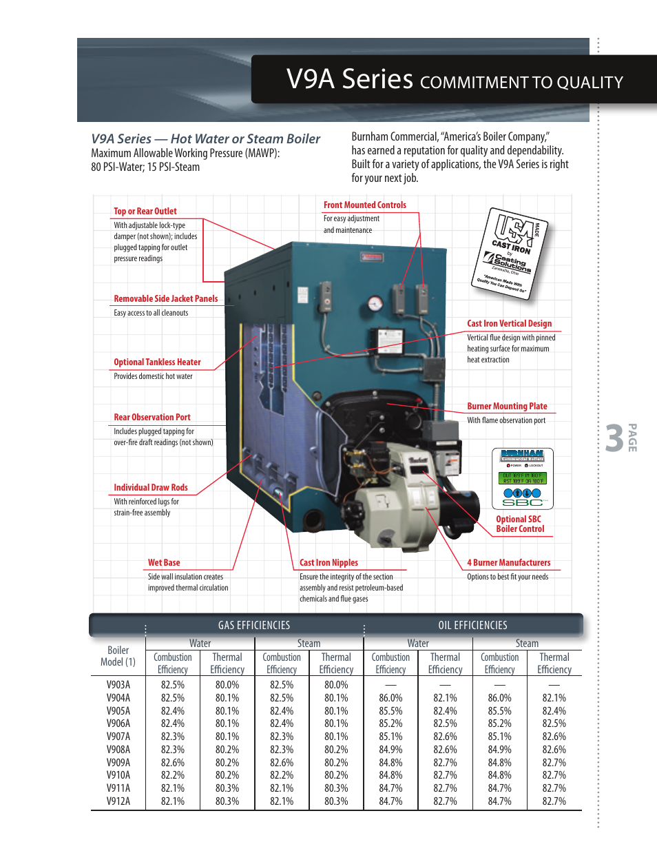 V9a series, Commitment to quality | Burnham V9 User Manual | Page 3 / 4