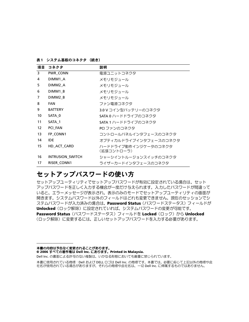 セットアップパスワードの使い方 | Dell PowerEdge 860 User Manual | Page 10 / 14