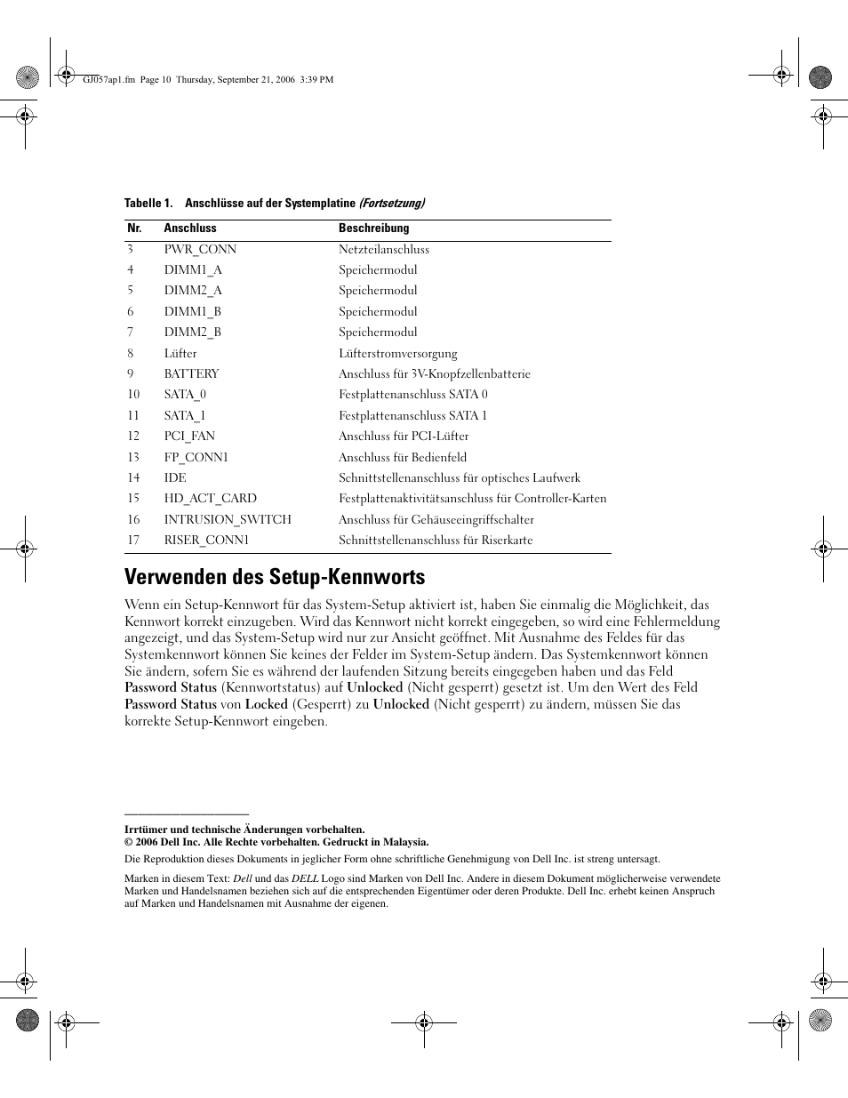 Verwenden des setup-kennworts | Dell PowerEdge 860 User Manual | Page 8 / 14