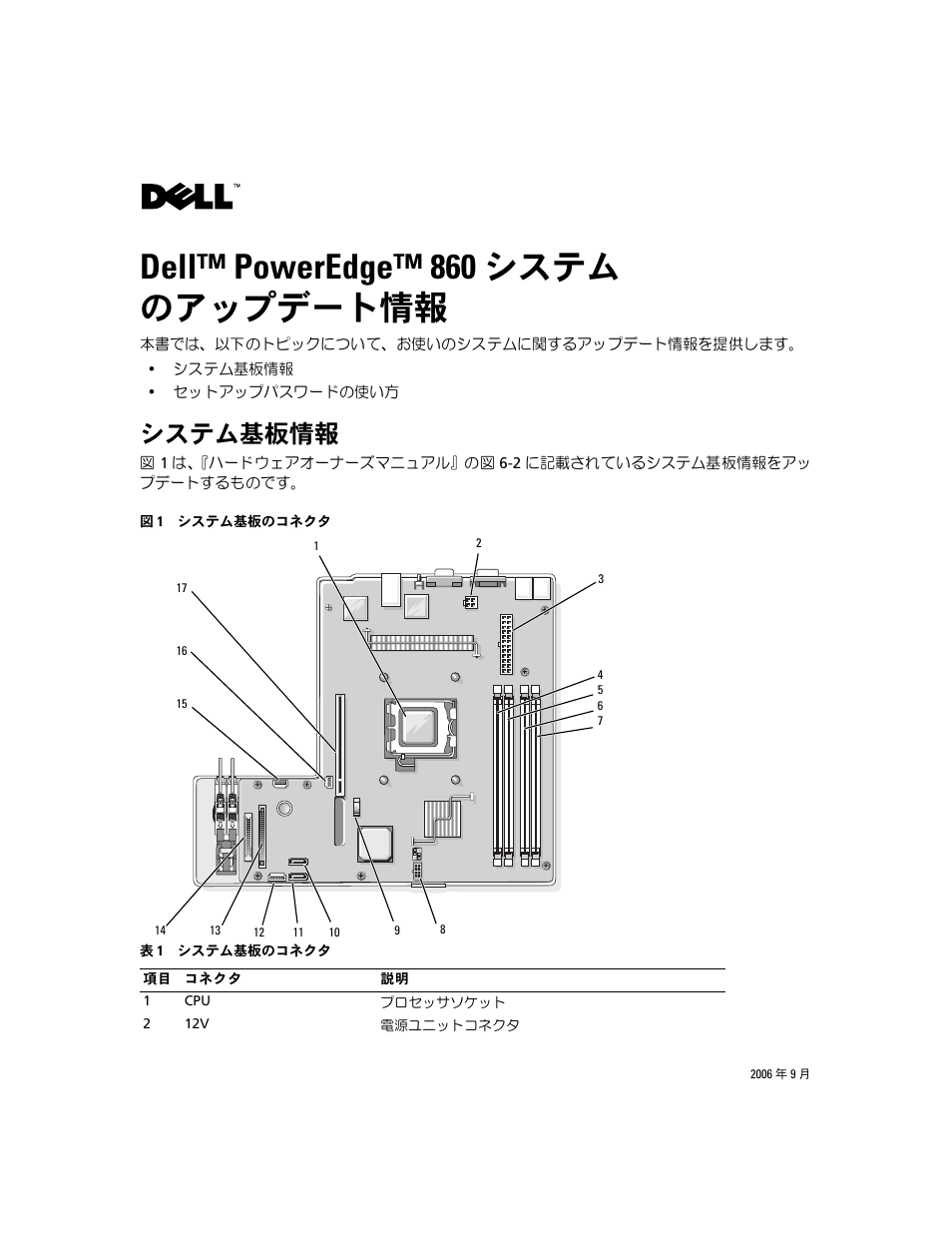 Dell™ poweredge™ 860 システムのアップデート情報, システム基板情報, Dell™ poweredge™ 860 システム のアップデート情報 | Dell PowerEdge 860 User Manual | Page 9 / 14