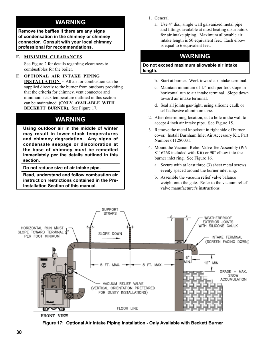 Warning | Burnham MST396 User Manual | Page 30 / 64