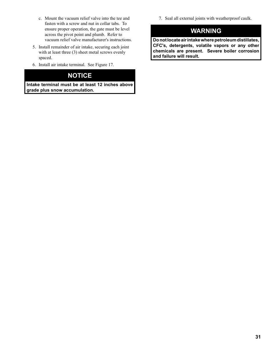 Notice, Warning | Burnham MST396 User Manual | Page 31 / 64