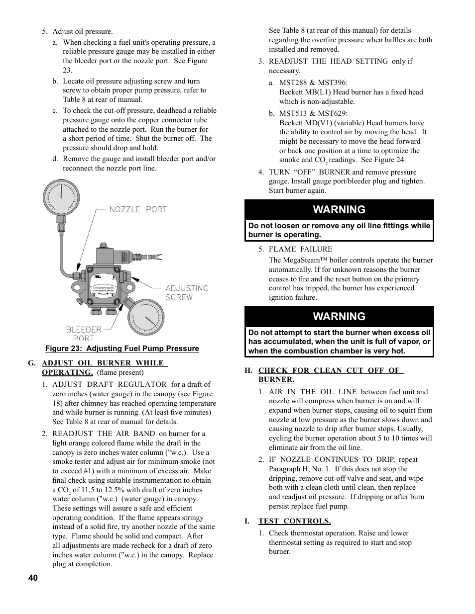 Warning | Burnham MST396 User Manual | Page 40 / 64