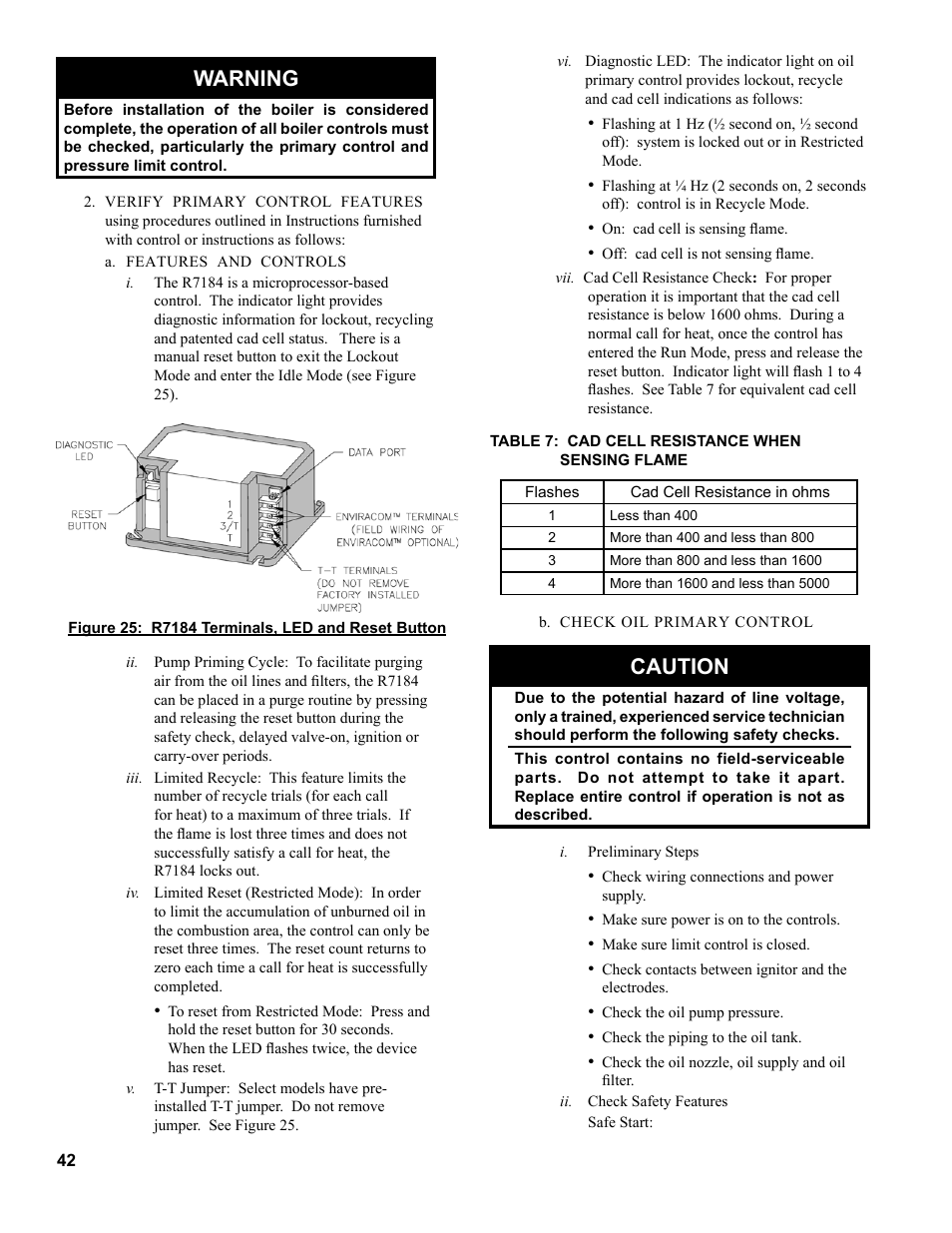 Warning, Caution | Burnham MST396 User Manual | Page 42 / 64