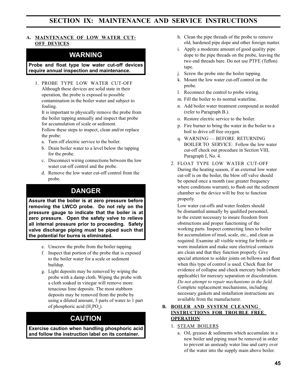 Warning, Danger, Caution | Burnham MST396 User Manual | Page 45 / 64