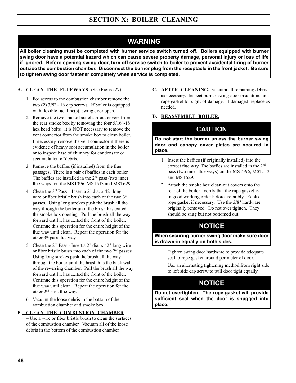 Caution, Notice, Warning | Burnham MST396 User Manual | Page 48 / 64