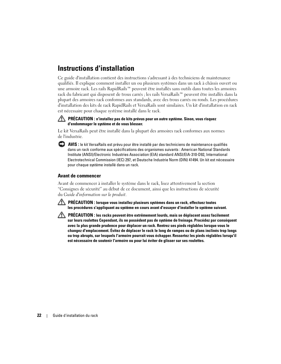 Instructions d'installation, Avant de commencer | Dell POWEREDGE 1955 User Manual | Page 24 / 88