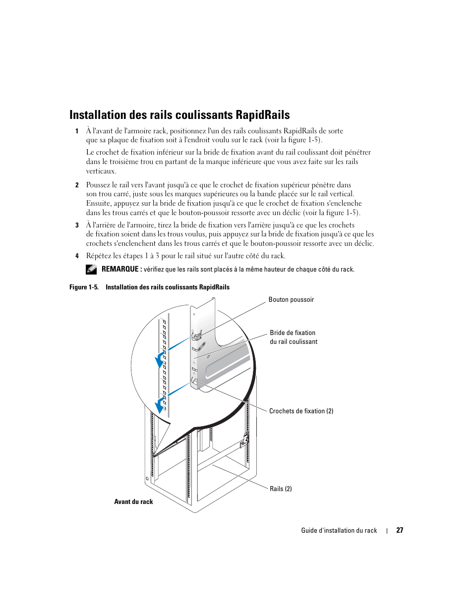 Installation des rails coulissants rapidrails, Figure 1-5 | Dell POWEREDGE 1955 User Manual | Page 29 / 88