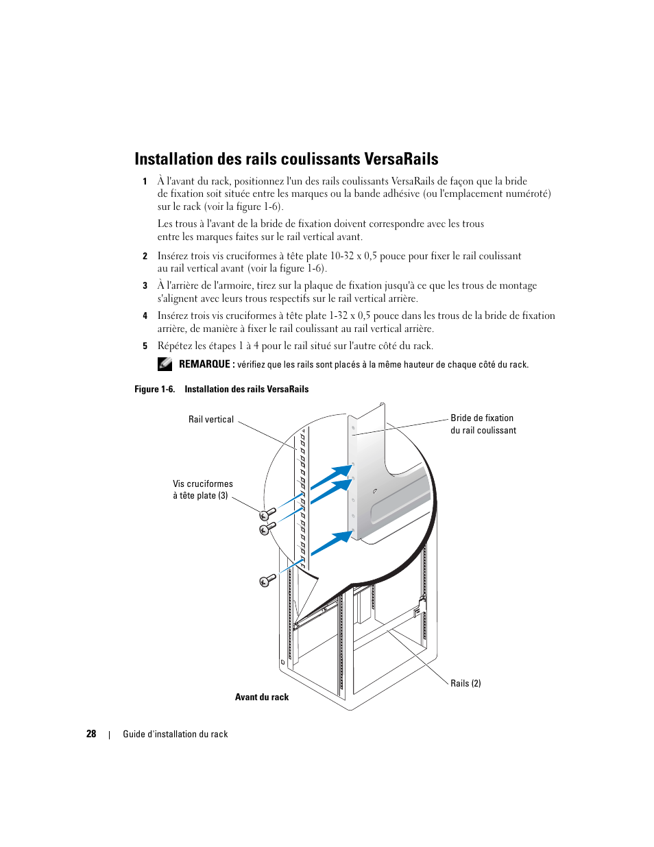 Installation des rails coulissants versarails, Figure 1-6, Installation des rails versarails | Dell POWEREDGE 1955 User Manual | Page 30 / 88