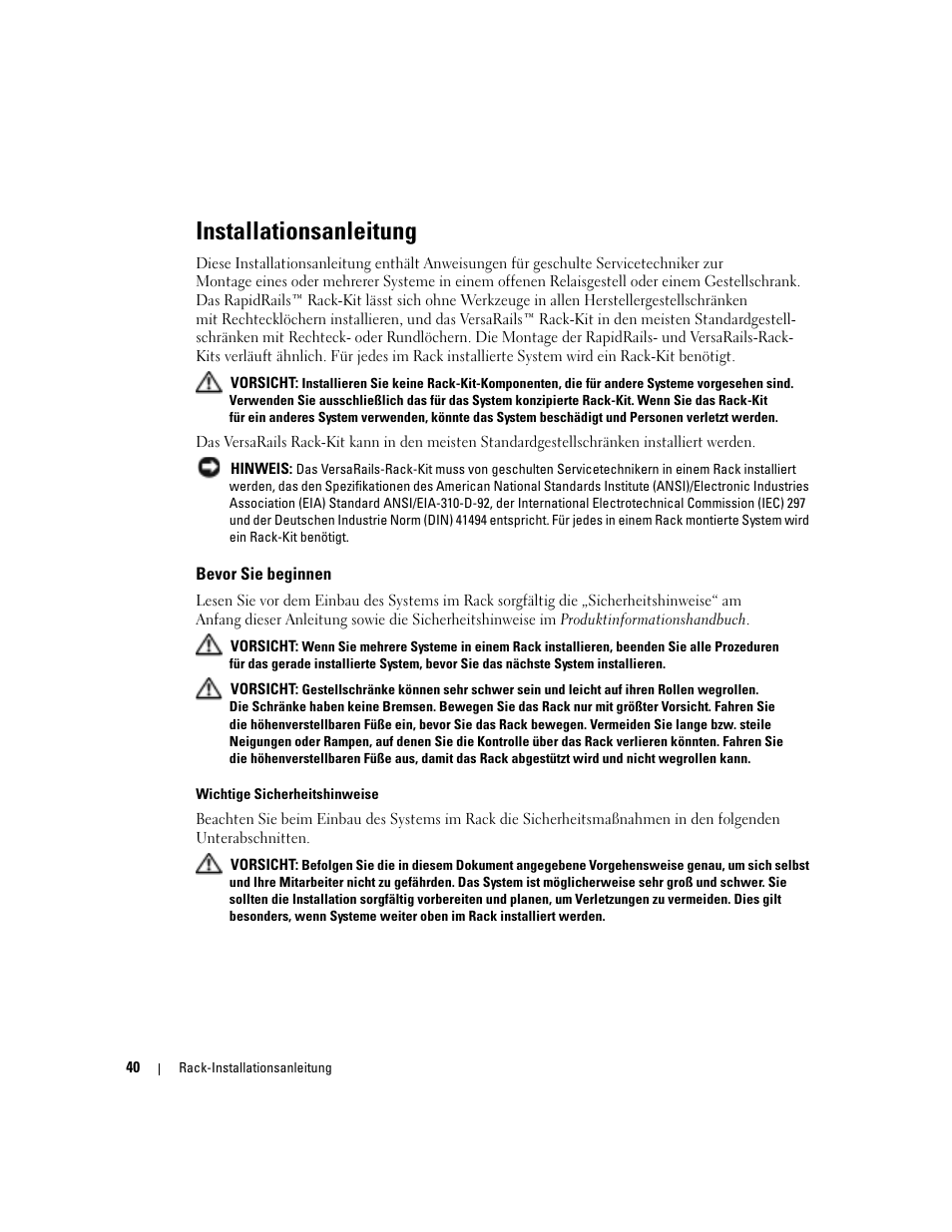 Installationsanleitung, Bevor sie beginnen | Dell POWEREDGE 1955 User Manual | Page 42 / 88