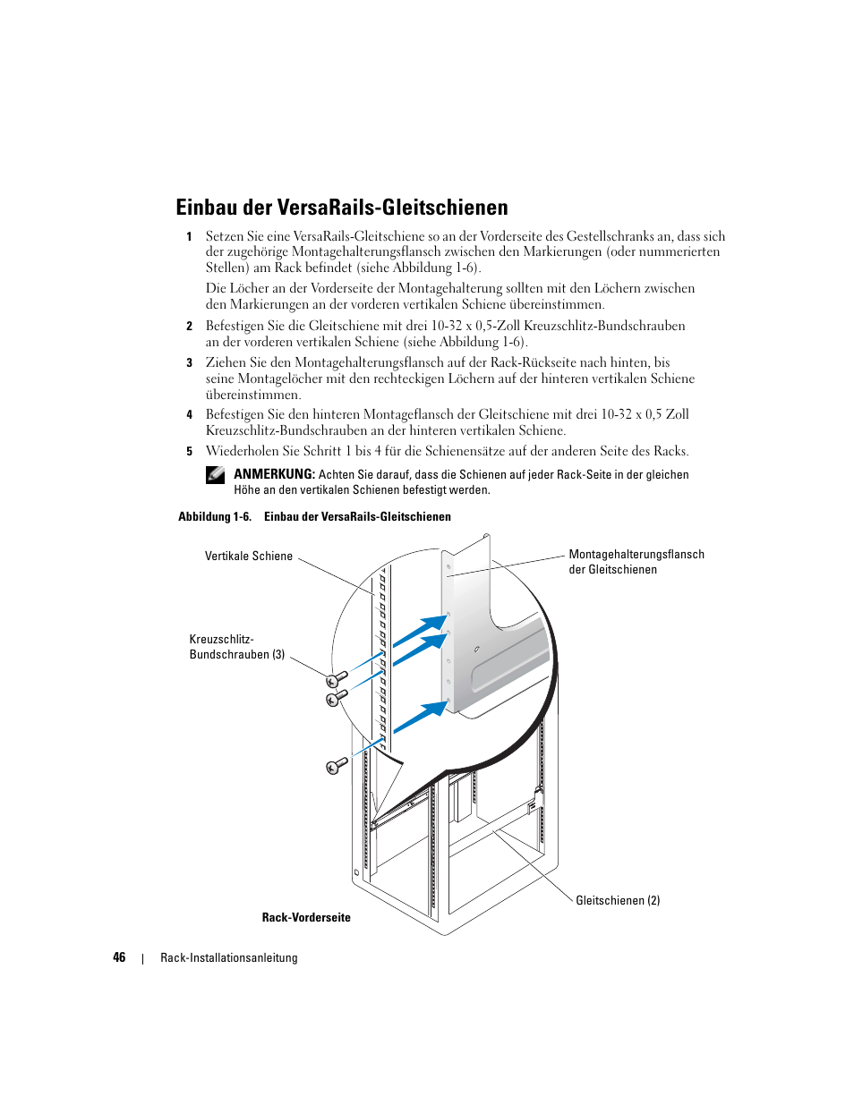 Einbau der versarails-gleitschienen, Abbildung 1-6 | Dell POWEREDGE 1955 User Manual | Page 48 / 88