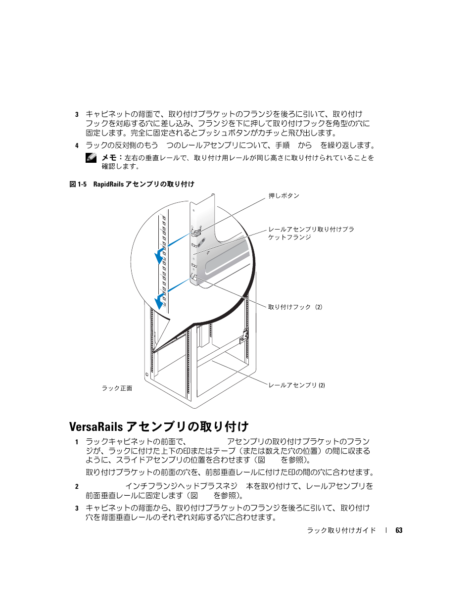 Versarails アセンブリの取り付け, 図 1-5 rapidrails, アセンブリの取り付け | Dell POWEREDGE 1955 User Manual | Page 65 / 88