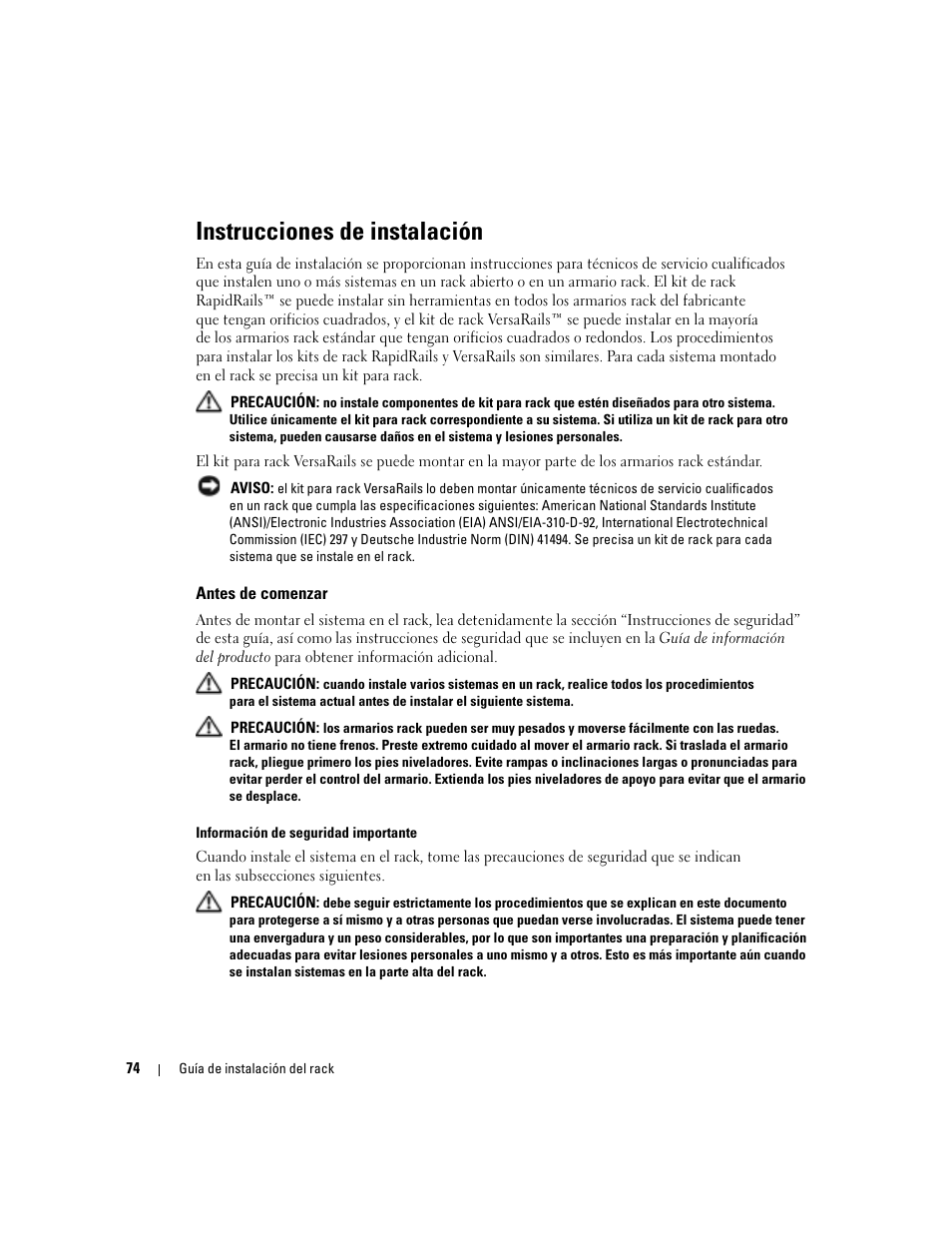 Instrucciones de instalación, Antes de comenzar | Dell POWEREDGE 1955 User Manual | Page 76 / 88
