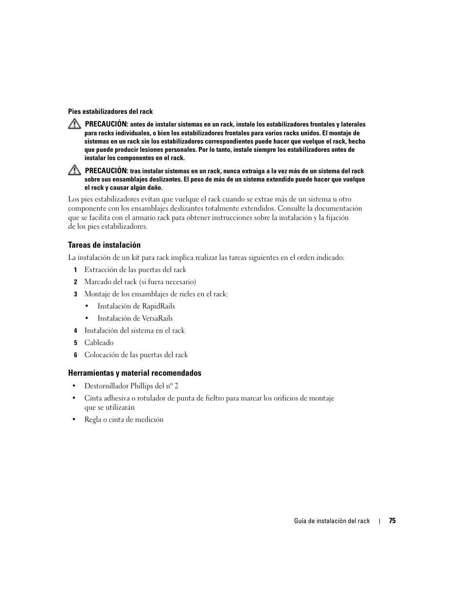 Tareas de instalación, Herramientas y material recomendados | Dell POWEREDGE 1955 User Manual | Page 77 / 88