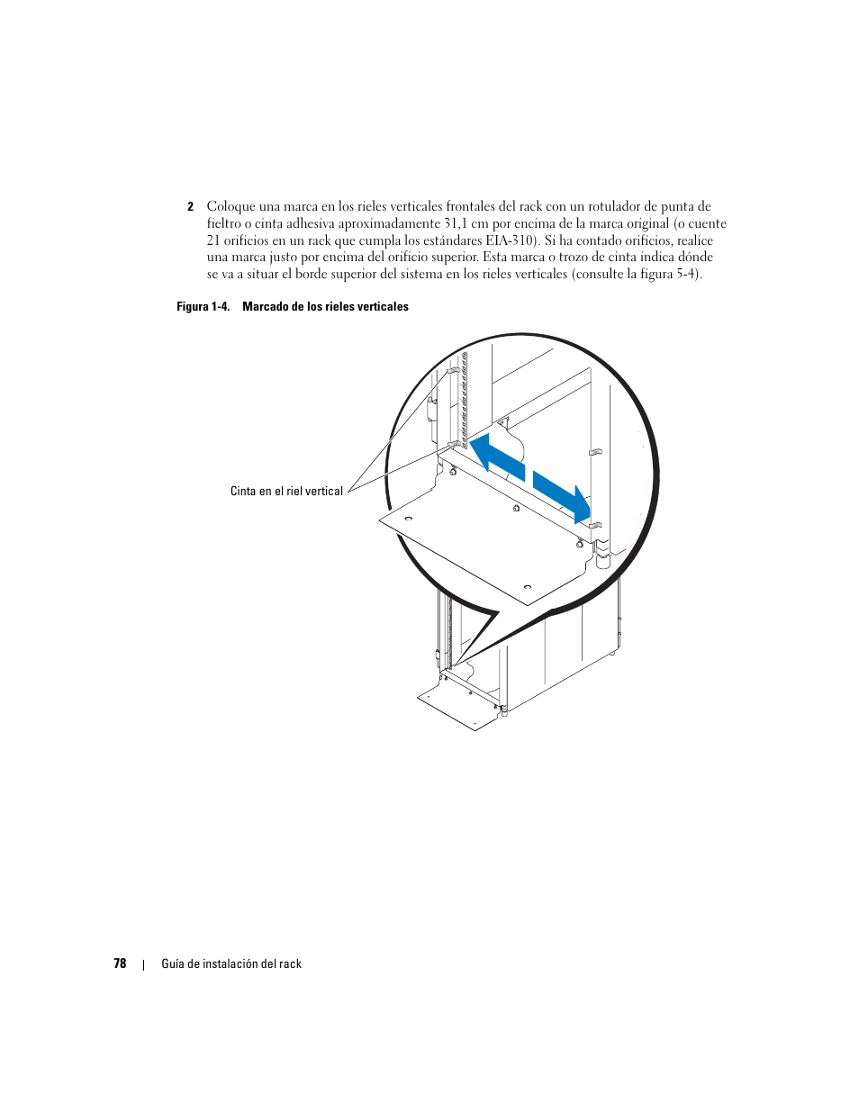 Figura 1-4, Marcado de los rieles verticales | Dell POWEREDGE 1955 User Manual | Page 80 / 88
