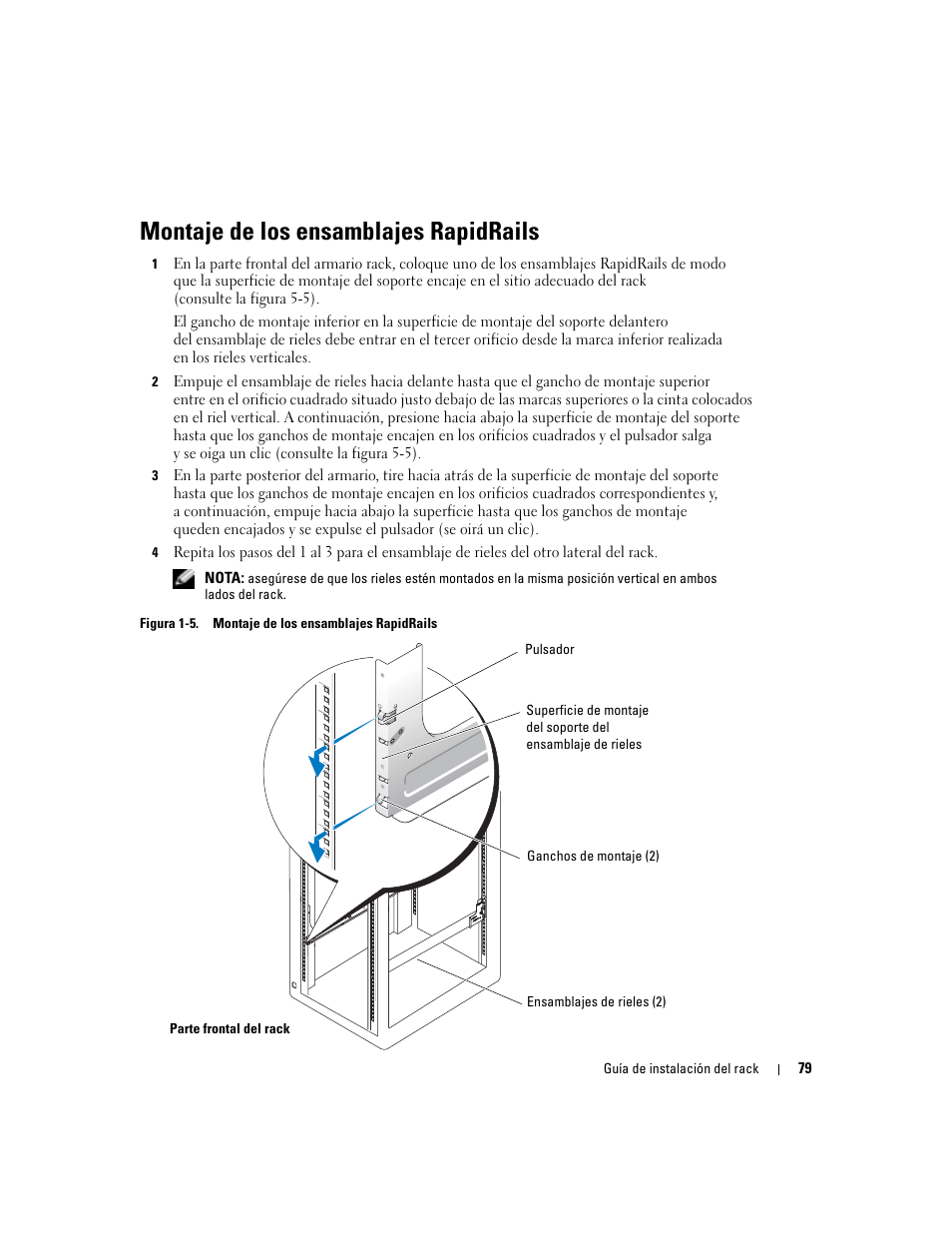 Montaje de los ensamblajes rapidrails, Figura 1-5 | Dell POWEREDGE 1955 User Manual | Page 81 / 88