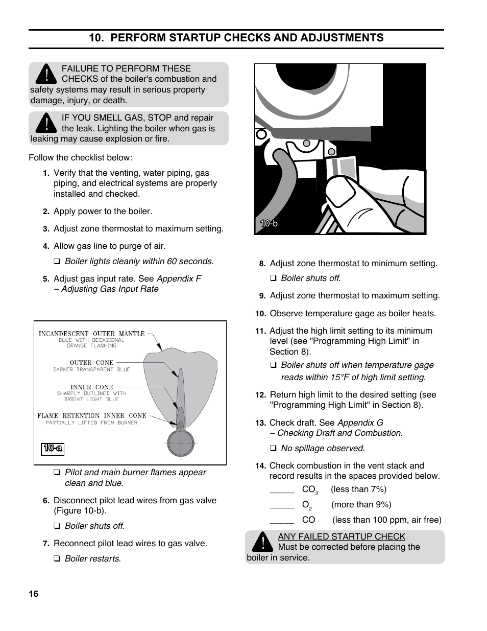 Perform startup checks and adjustments | Burnham ES2 User Manual | Page 16 / 52