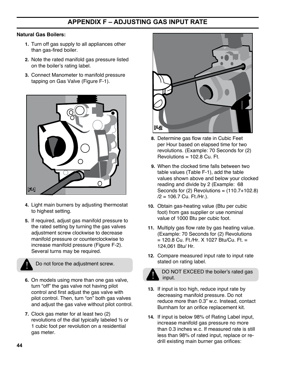 Appendix f – adjusting gas input rate | Burnham ES2 User Manual | Page 44 / 52