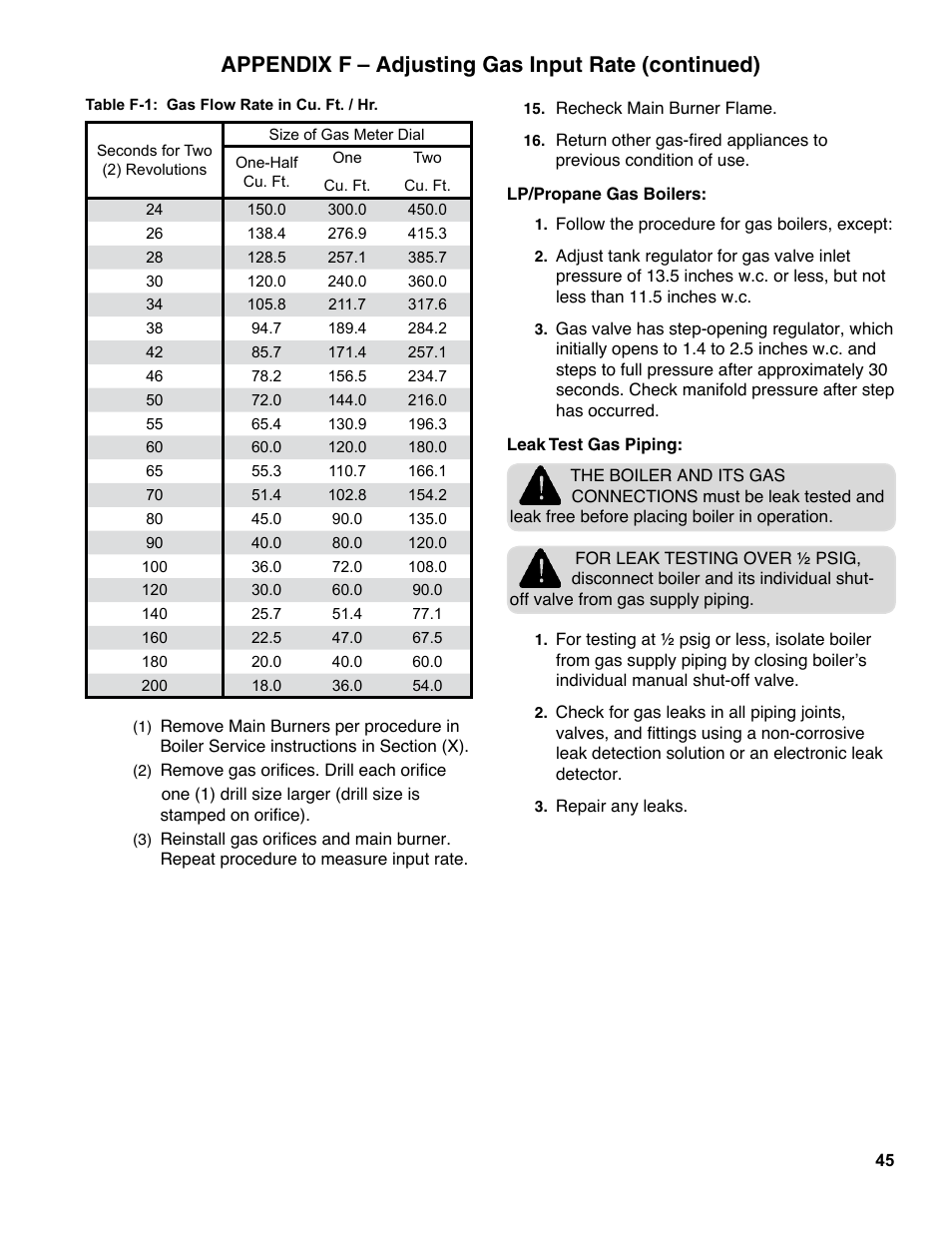 Appendix f – adjusting gas input rate (continued) | Burnham ES2 User Manual | Page 45 / 52