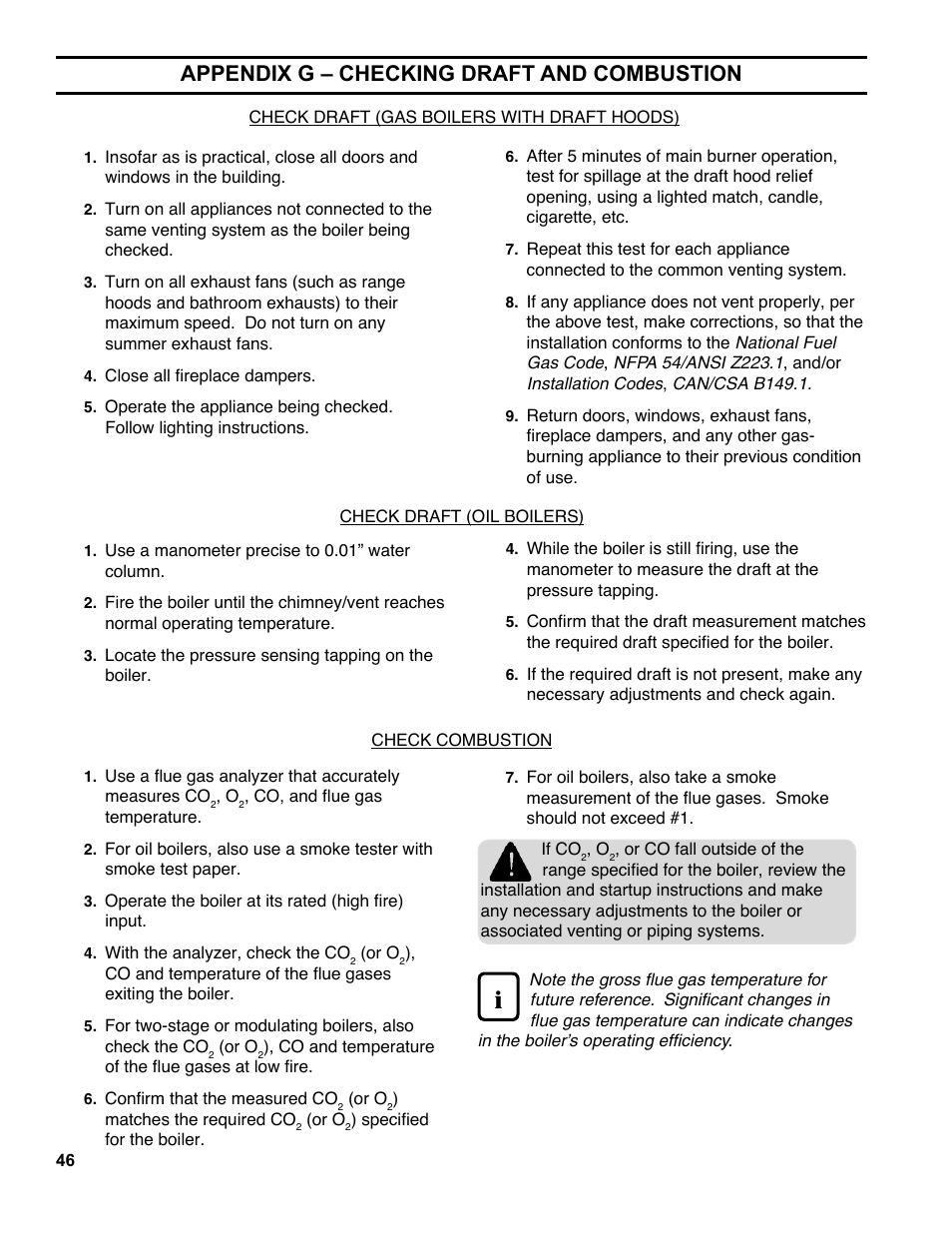 Appendix g – checking draft and combustion | Burnham ES2 User Manual | Page 46 / 52