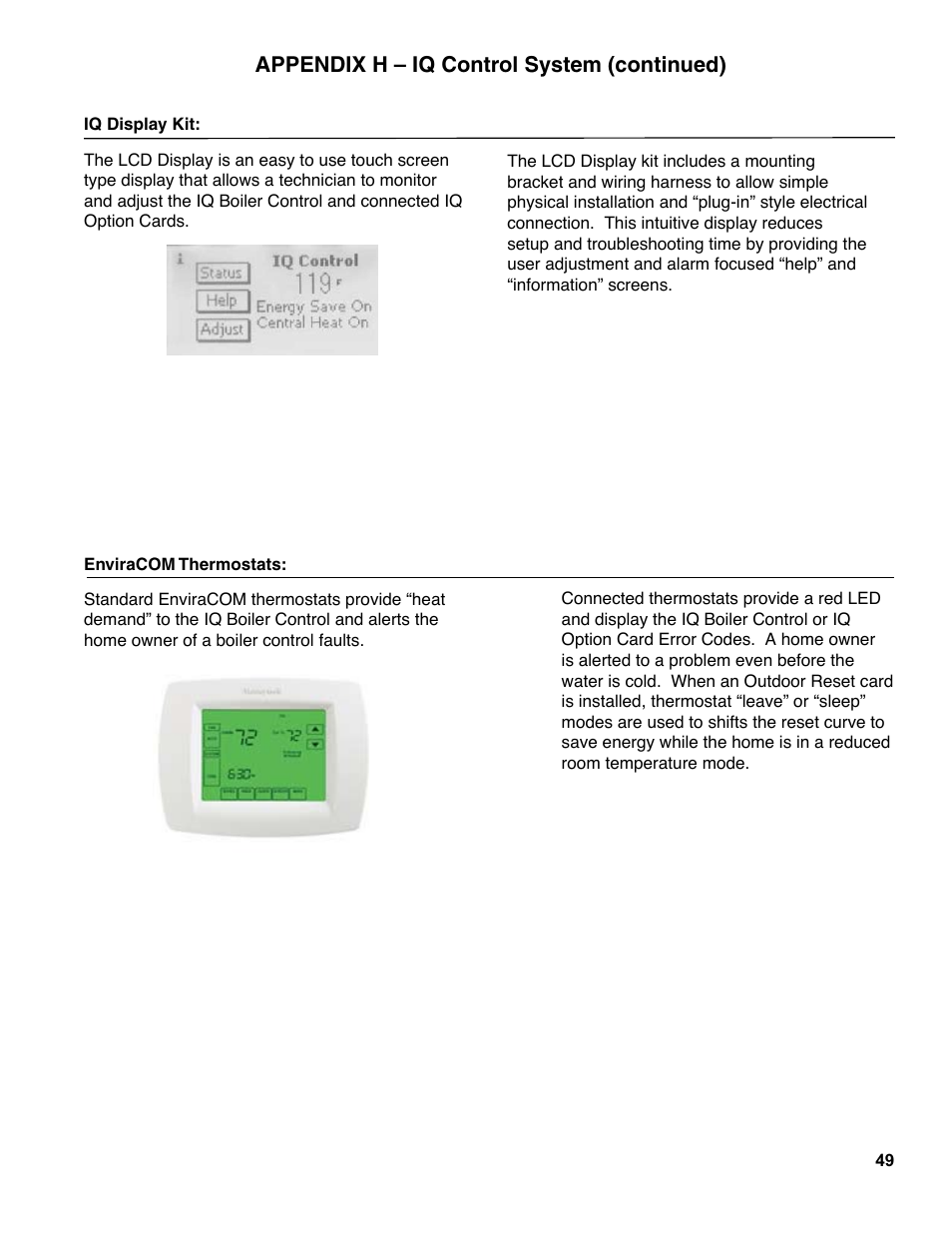 Appendix h – iq control system (continued) | Burnham ES2 User Manual | Page 49 / 52