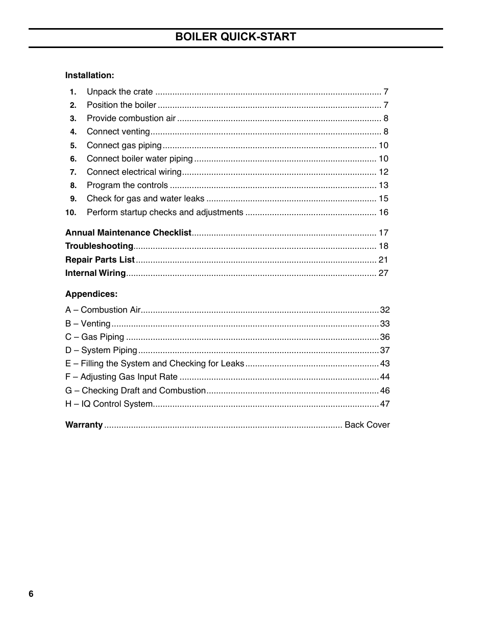 Boiler quick-start | Burnham ES2 User Manual | Page 6 / 52