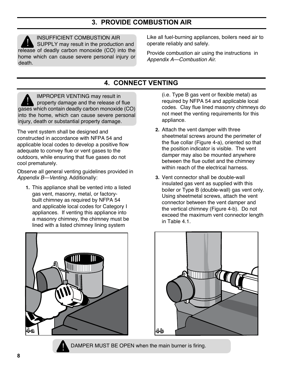 Provide combustion air, Connect venting | Burnham ES2 User Manual | Page 8 / 52